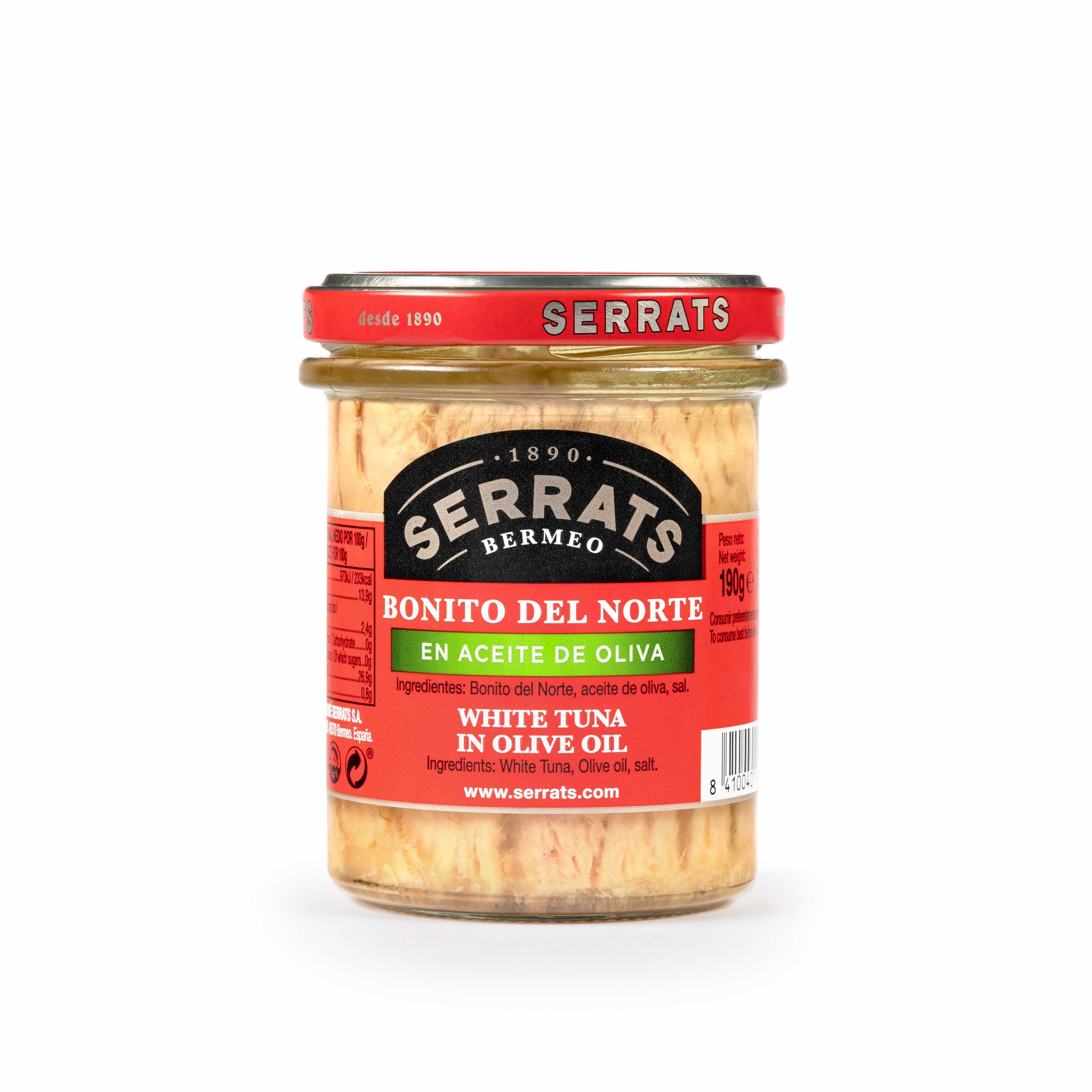 Serrats White Tuna (Bonito del Norte or Albacore) in Olive Oil 190g glass jar